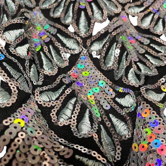 Sequin Mini Party Little Black Dress Chiffon Prom Dress Juniors Size 1 - Picture 5 of 16